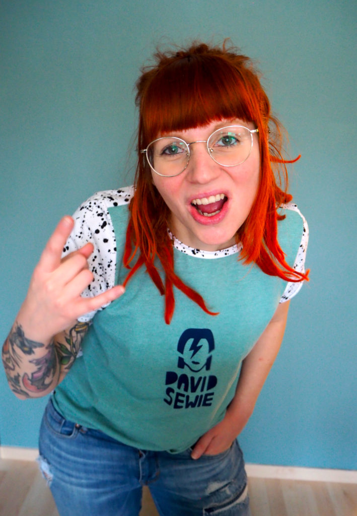 mein genähtes Flatshirt von Krullenbol mit Siebdruck David Sewie