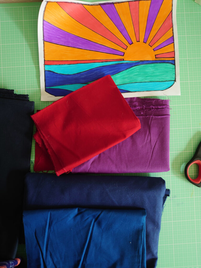 Vorlage Applikation setting sun Patchworken