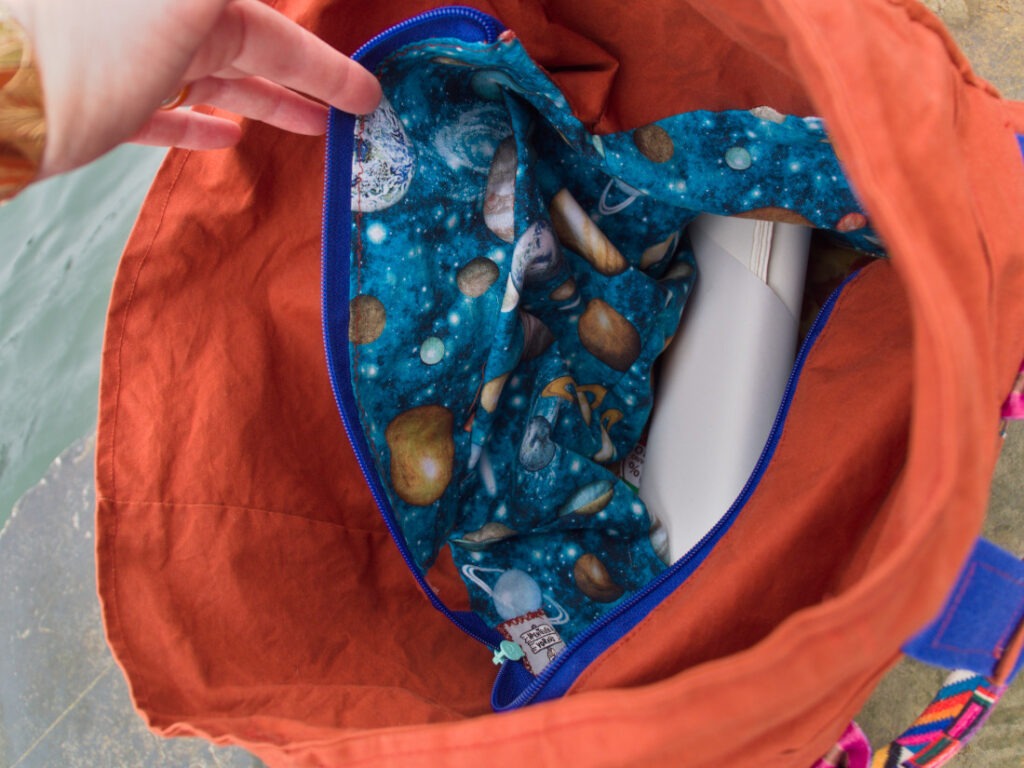 Innenfutter des genähten Rucksacks