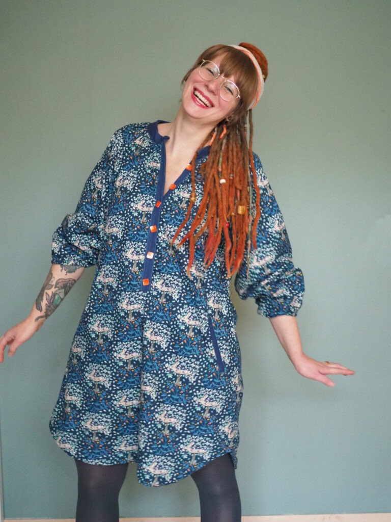 Hemdblusenkleid Schnittmuster nähen Spaß beim Shooting