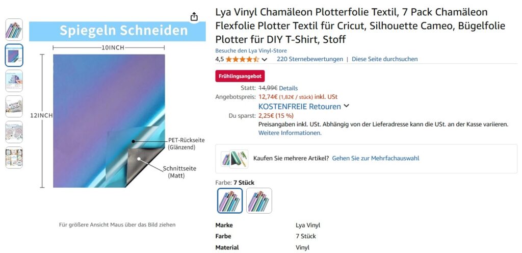 Frühlingsangebote Amazon: chamäleon Plotterfolie