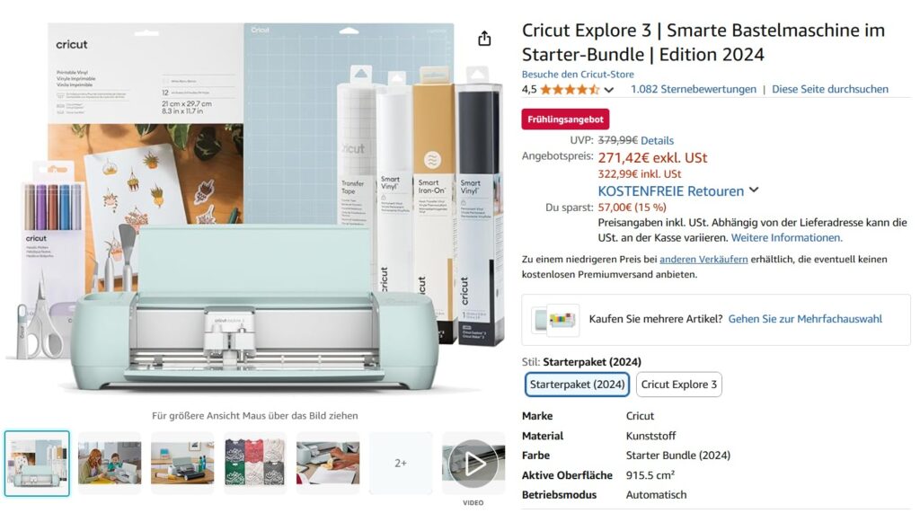 Cricut Explore 3 Starter-Bundle Frühlingsangebote Amazon