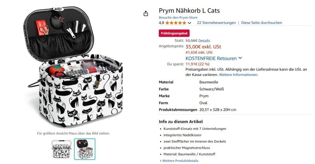 Prym Nähkorb Frühlingsangebote Amazon